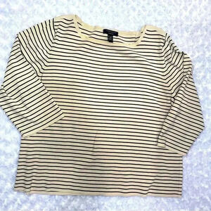 Cable & Gauge Woman Striped Beige & Black 3X Top